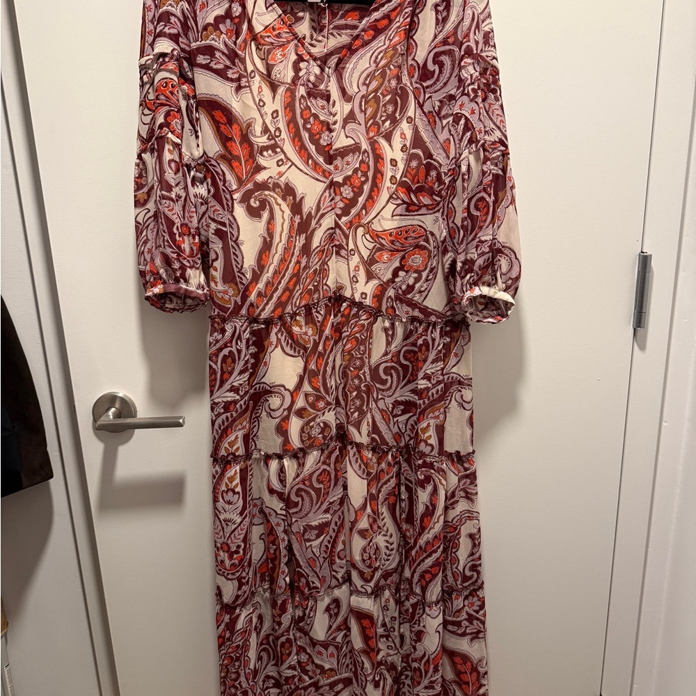 Olivia Palermo x Chelsea 28 Elegant Paisley Long Sleeve Dress